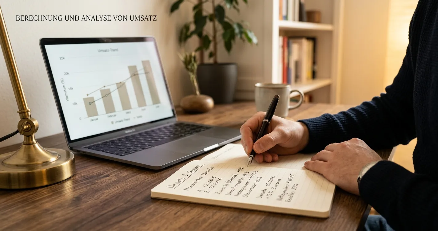 Notizblatt mit Rechenbeispielen für Einzahlungsbonus und Umsatz