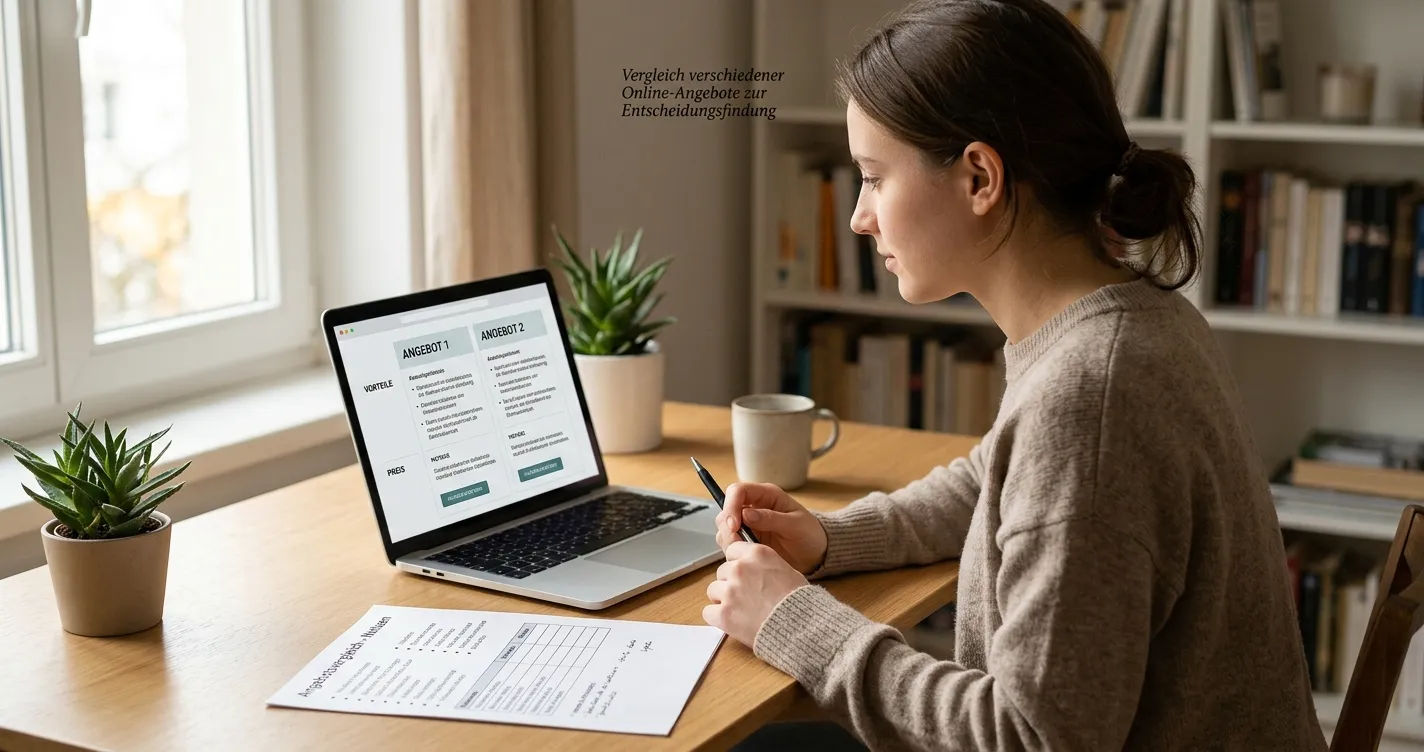 Person am Laptop prüft Anbieter mit 10 Euro Bonus ohne Einzahlung