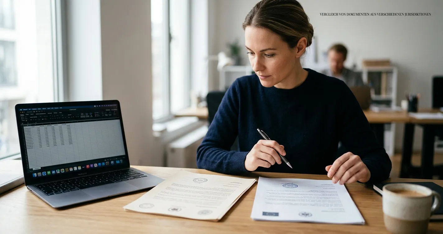 Laptop mit neutralen Betreiberangaben und zwei unterschiedlichen Lizenzdokumenten