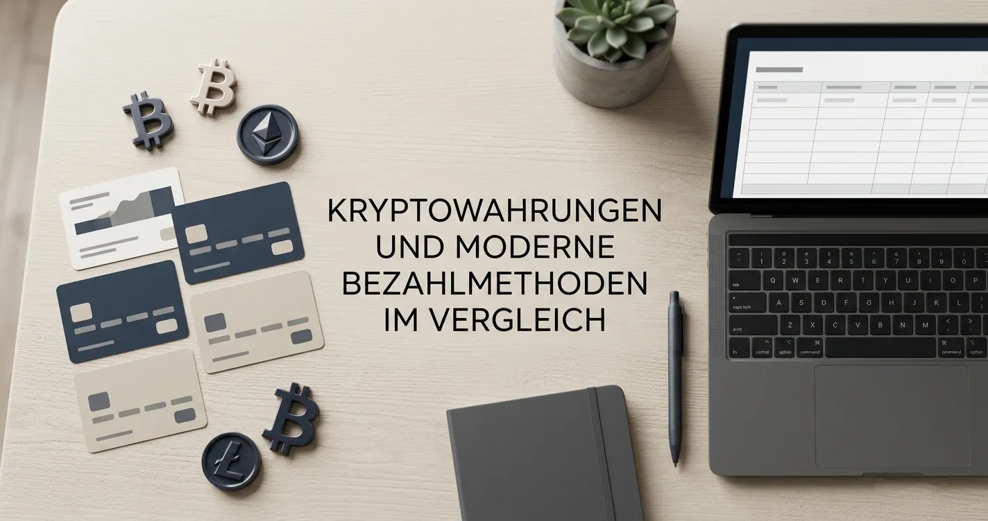 Vergleichstabelle mit neutralen Casino-Karten und Bitcoin-Cash-Symbolen