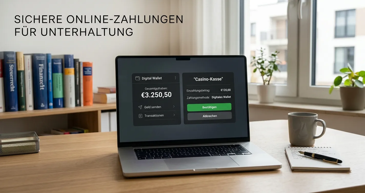 Neteller-Wallet neben neutralem Casino-Kassenbereich für deutsche Spieler