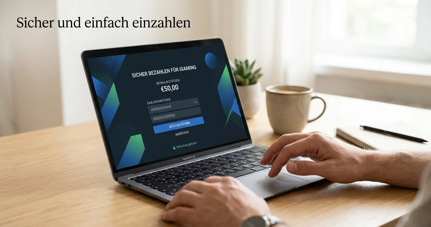 Trustly-Zahlung im deutschen Online-Casino auf einem sicheren Laptop