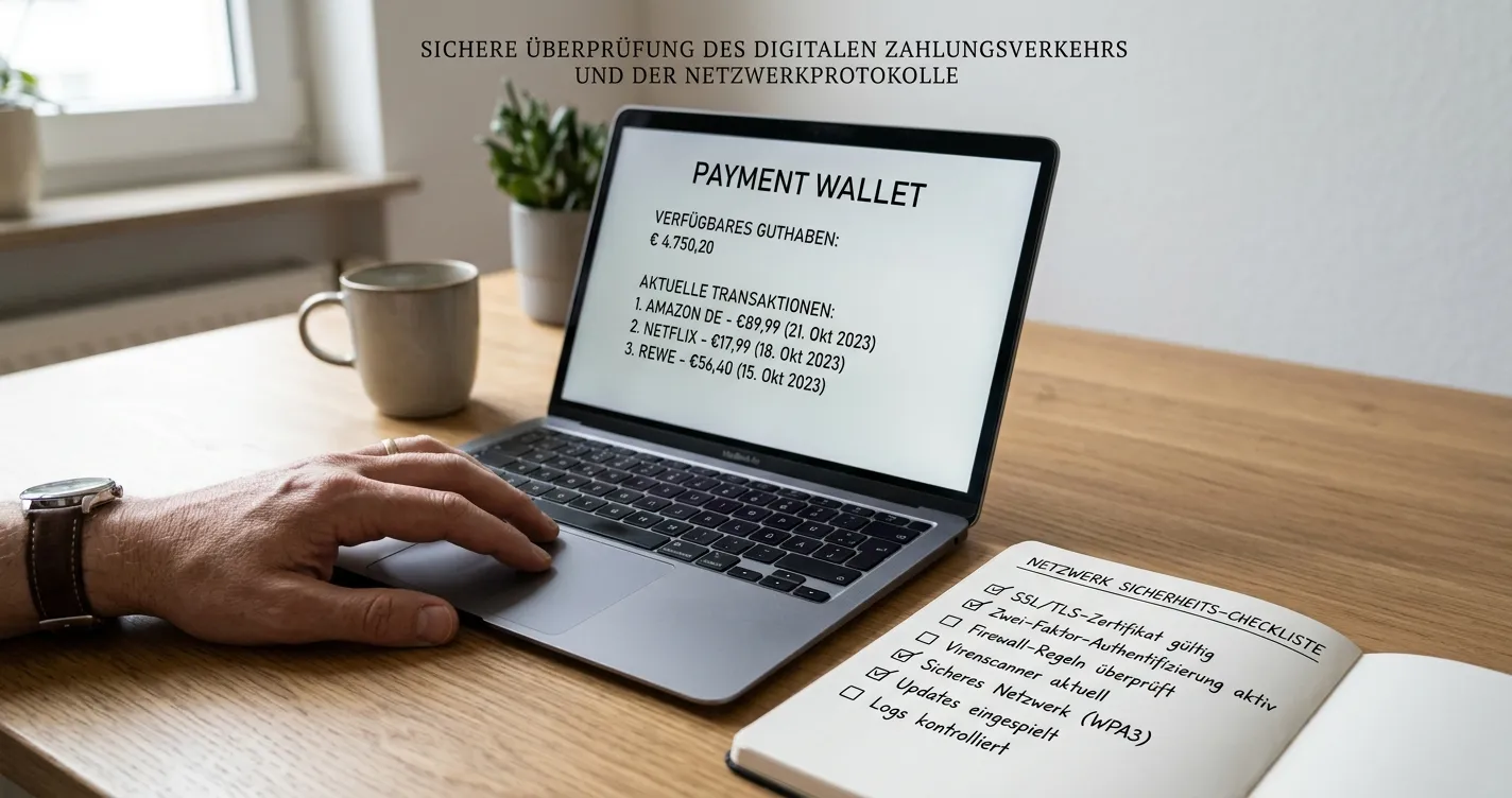 Wallet-Überweisung mit BNB-Netzwerkprüfung auf einem neutralen Laptop