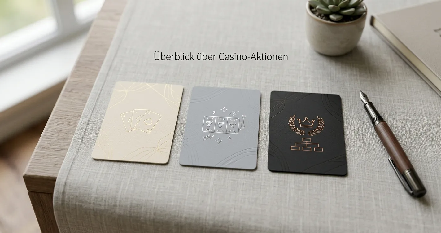 Vergleich mehrerer Bonusarten auf neutralen Karten ohne Markenlogos