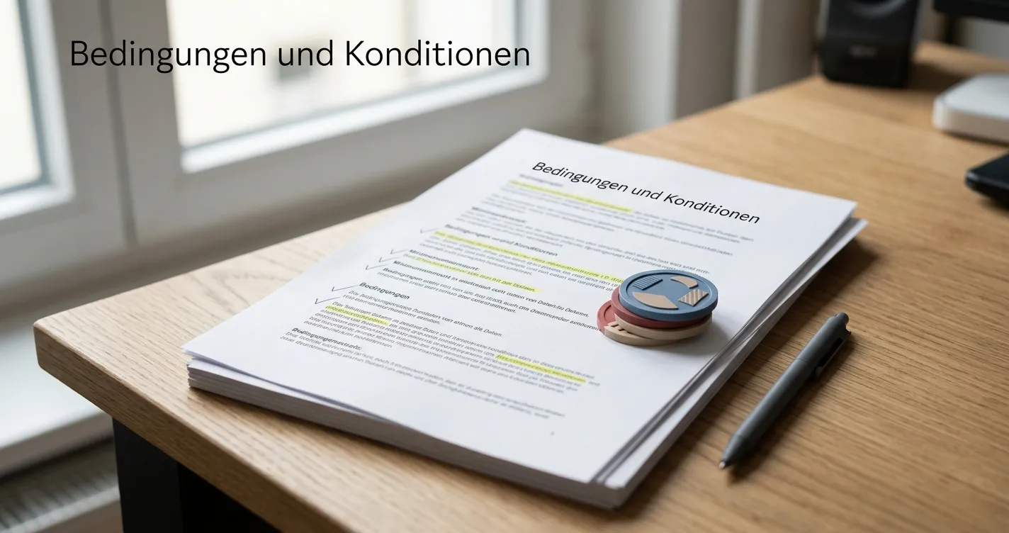 Neutrales Bonusdokument mit hervorgehobenen Umsatz- und Auszahlungsbedingungen