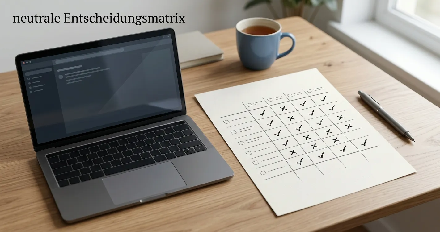 Neutrale Entscheidungsmatrix mit Prüfkriterien für ein Online-Casino
