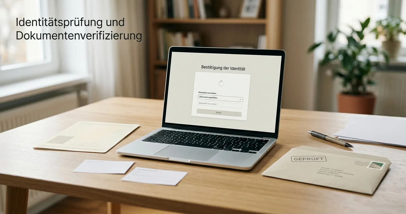 Dokumente und Laptop bei einer sorgfältigen KYC- und Auszahlungsprüfung