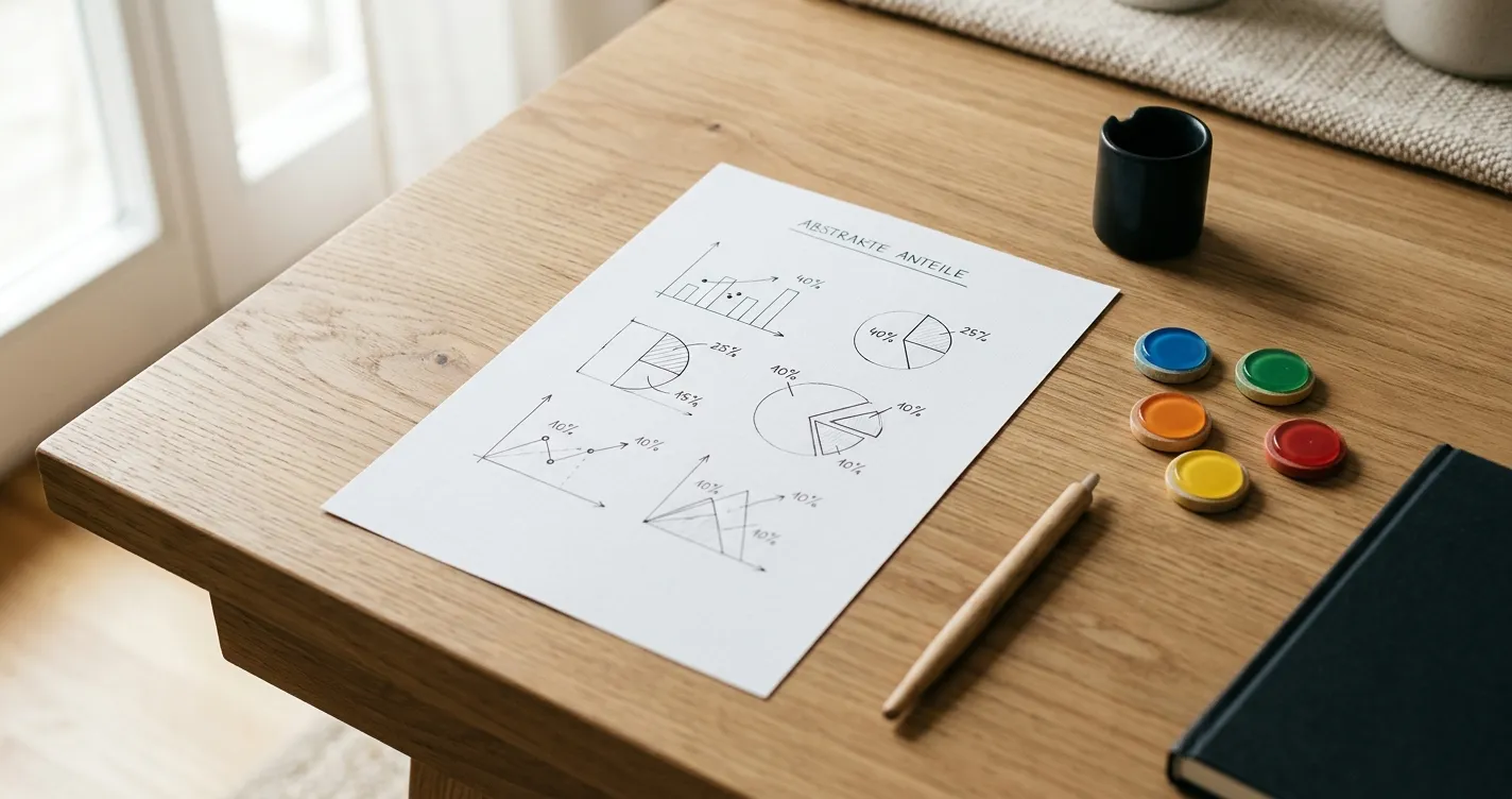 Papier mit Prozentformeln und farblich markierten Bonusbeträgen
