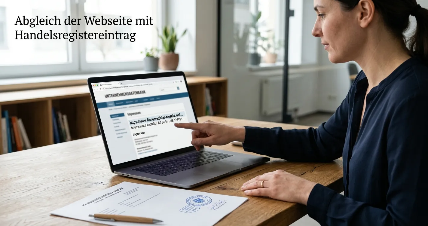 Laptop mit Domainprüfung und neutralem Unternehmensdokument