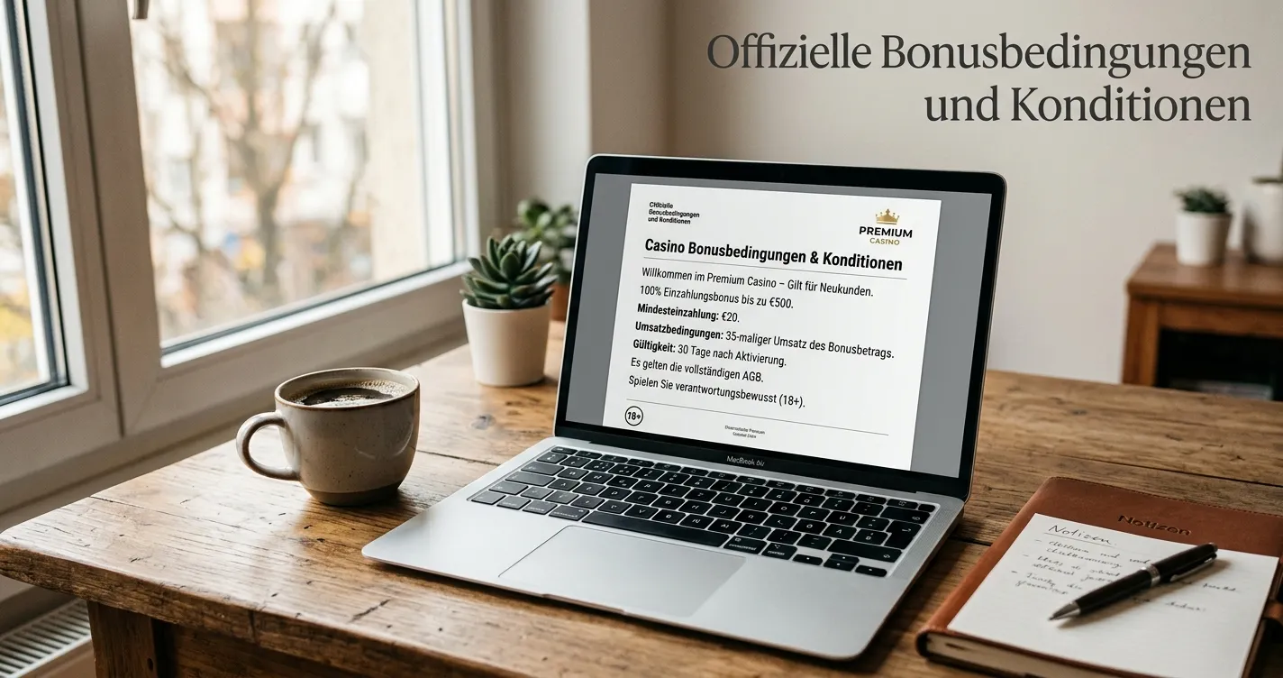 Moderne Schreibtischszene mit Laptop und offiziellen Bonusdokumenten
