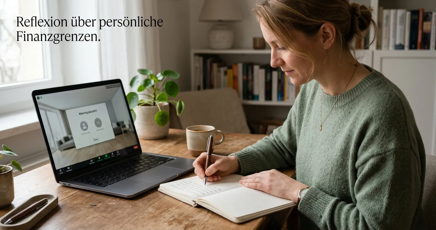Person notiert ein persönliches Verlustlimit an einem ruhigen Schreibtisch