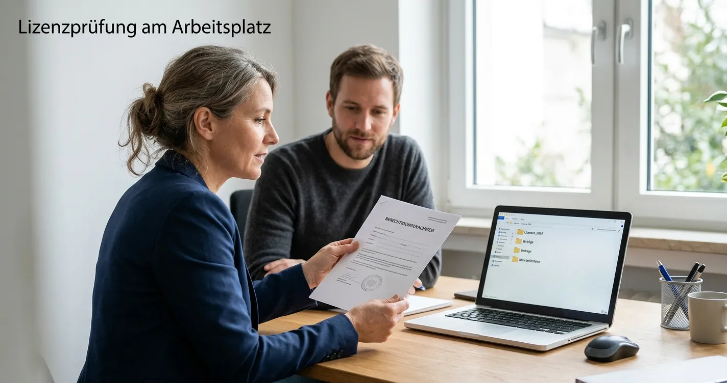 Neutraler deutscher Anbietercheck mit Whitelist-Dokument und Laptop