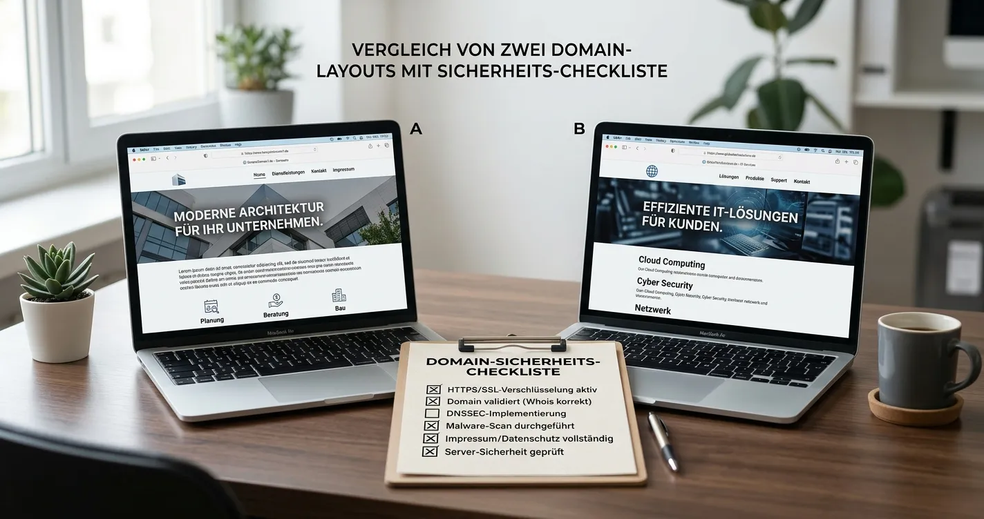 Vergleich von deutscher und ausländischer Casino-Domain ohne erkennbare Marken