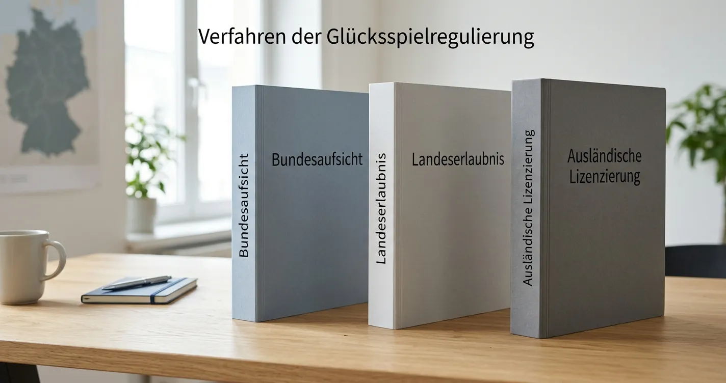 Vergleich dreier Lizenzwege auf einem neutralen Dokumentenschreibtisch