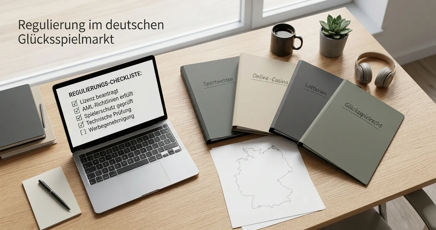 Neutrale Übersicht erlaubter Glücksspielkategorien am Schreibtisch