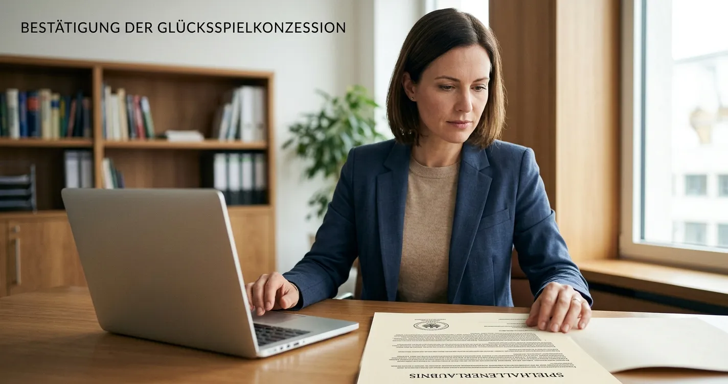 Prüfung einer deutschen Casino-Erlaubnis auf neutralem Laptop