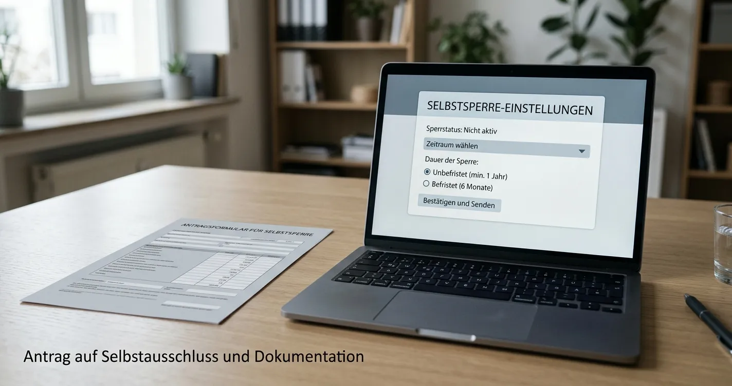 Neutrales deutsches Behördendokument und Sperrsystem-Hinweis auf einem Schreibtisch