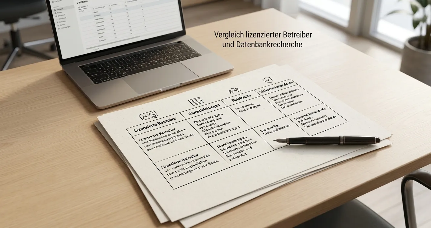 Neutrale Vergleichstabelle mit zwei deutschen Veranstaltern und sichtbaren Prüffeldern