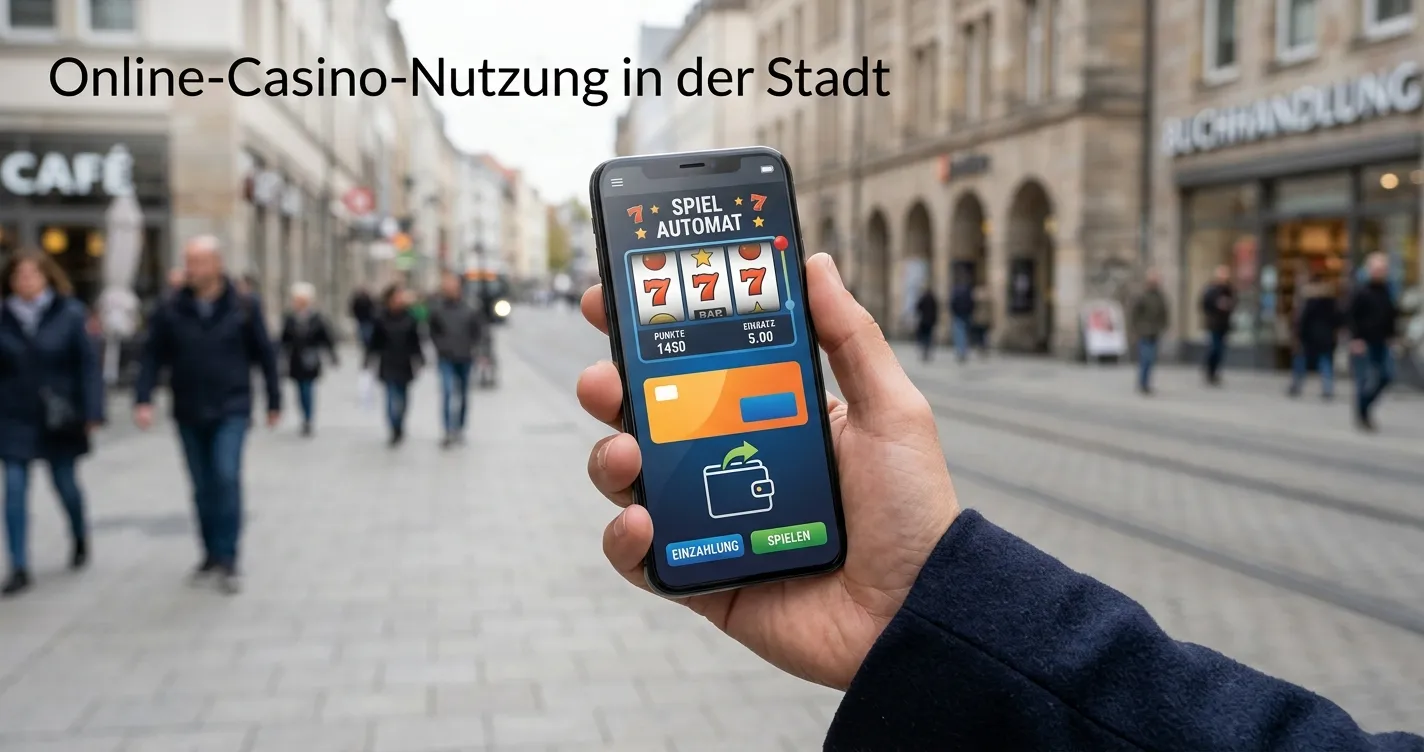 Mobiles deutsches Casino-Angebot mit neutralen Spielsymbolen und Wallet-Zahlungsoption