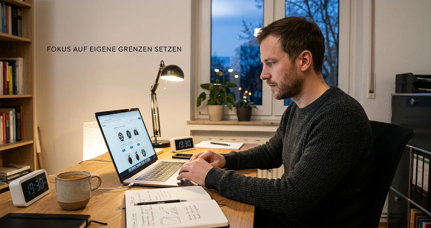 Laptop mit neutralen Spielautomaten-Symbolen und ruhiger Spielumgebung