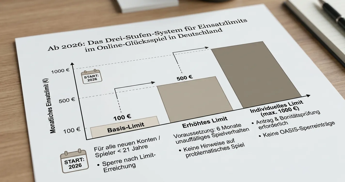 Gestaffeltes Einsatzlimit-Diagramm mit drei Stufen nach Alter und Verhalten