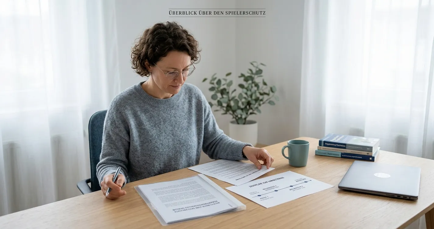 Ordentliches Dokumentenlayout mit abstrakten Limitmarkierungen und deutschem Spielerschutzkontext