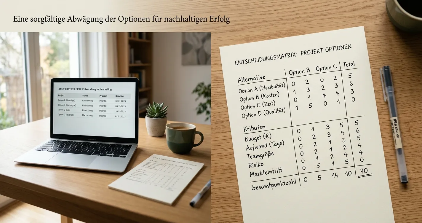 Schreibtisch mit Entscheidungshilfe für Freispiele-Bedingungen