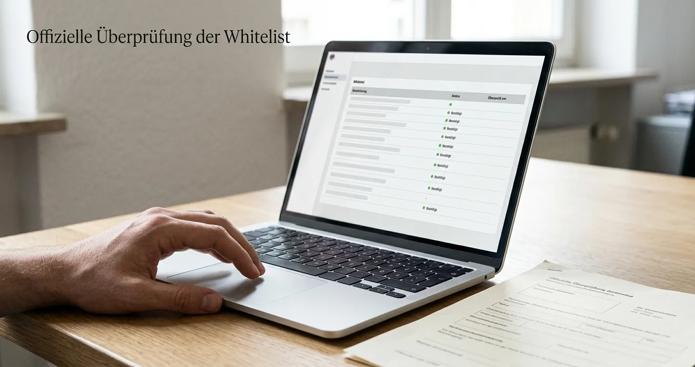 Amtliche Prüfung einer deutschen Casino-Domain am Laptop