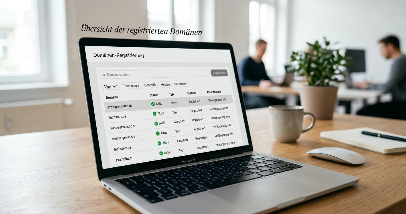 Neutrales digitales Register mit Domains und Prüfsymbolen für virtuelle Automatenspiele