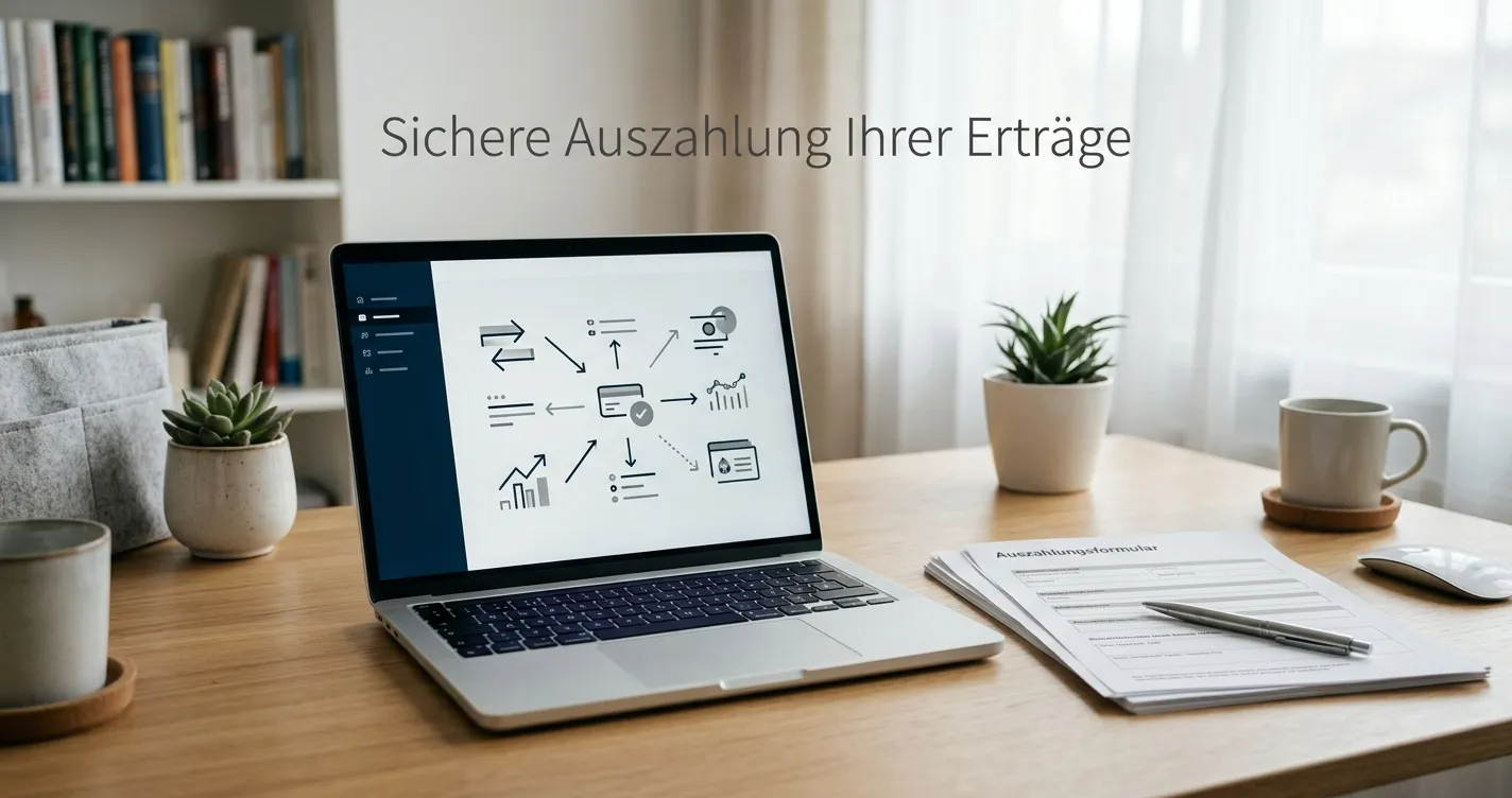 Neutraler Schreibtisch mit Auszahlungsformular und mehreren unbeschrifteten Empfangswegen