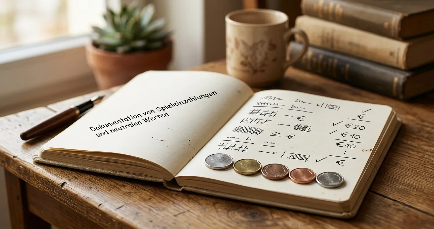Notizbuch mit gestaffelten Einzahlungsschritten und neutralen Euro-Symbolen