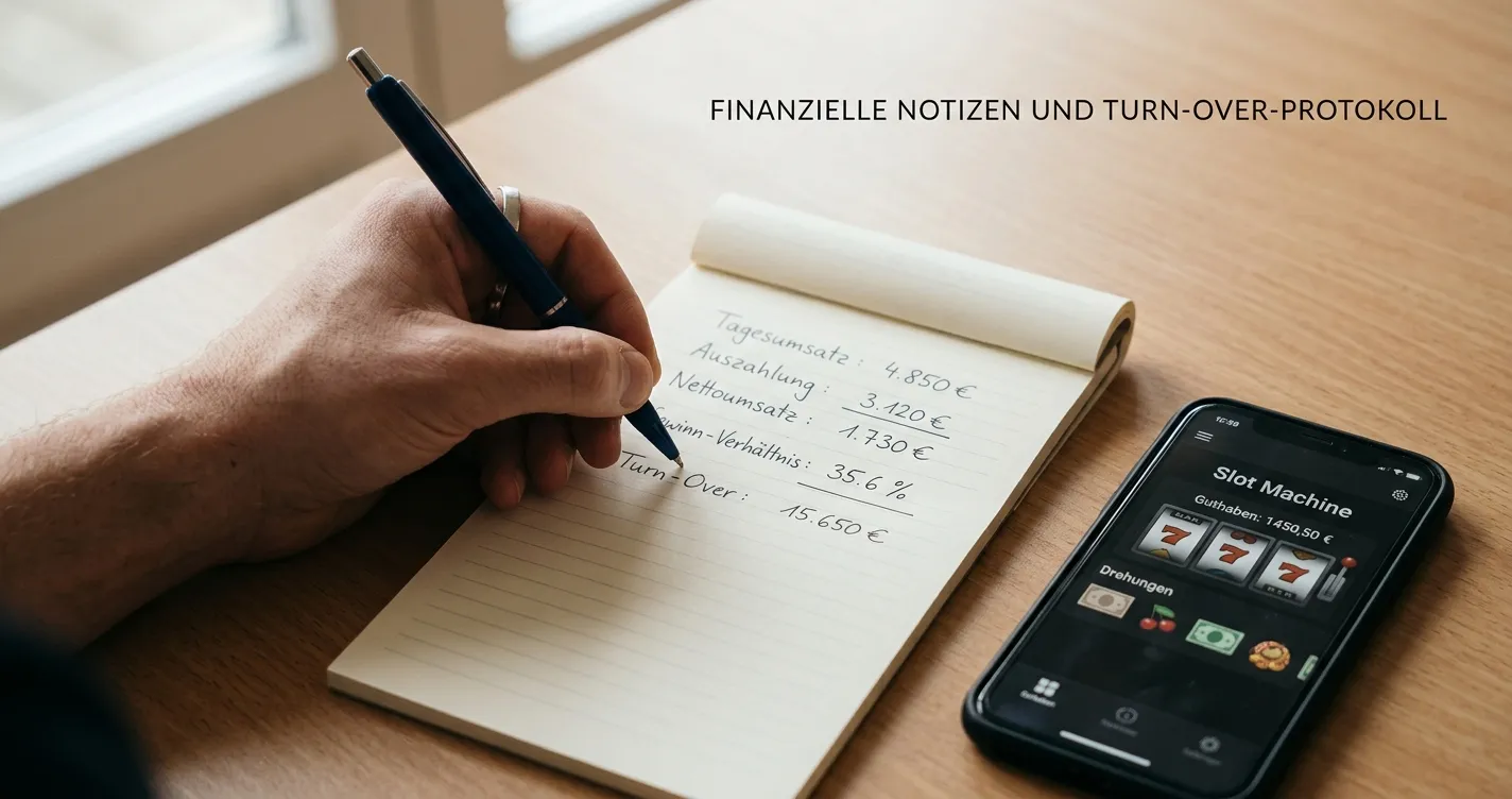 Hand mit Stift neben Notizblatt zur Berechnung kleiner Einzahlungen