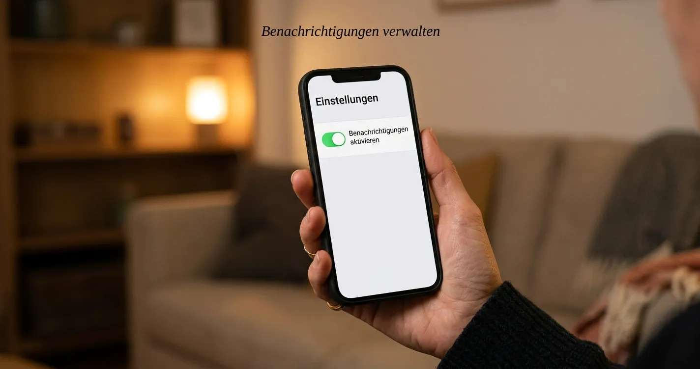 Hand hält ein Smartphone mit neutraler Oberfläche und aktivierter Spielpause