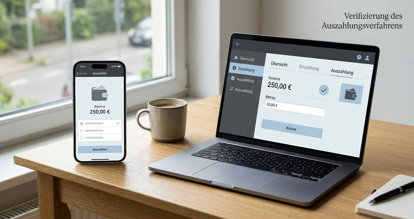 Smartphone mit neutraler mobiler Casino-Ansicht und Wallet-Prüfung