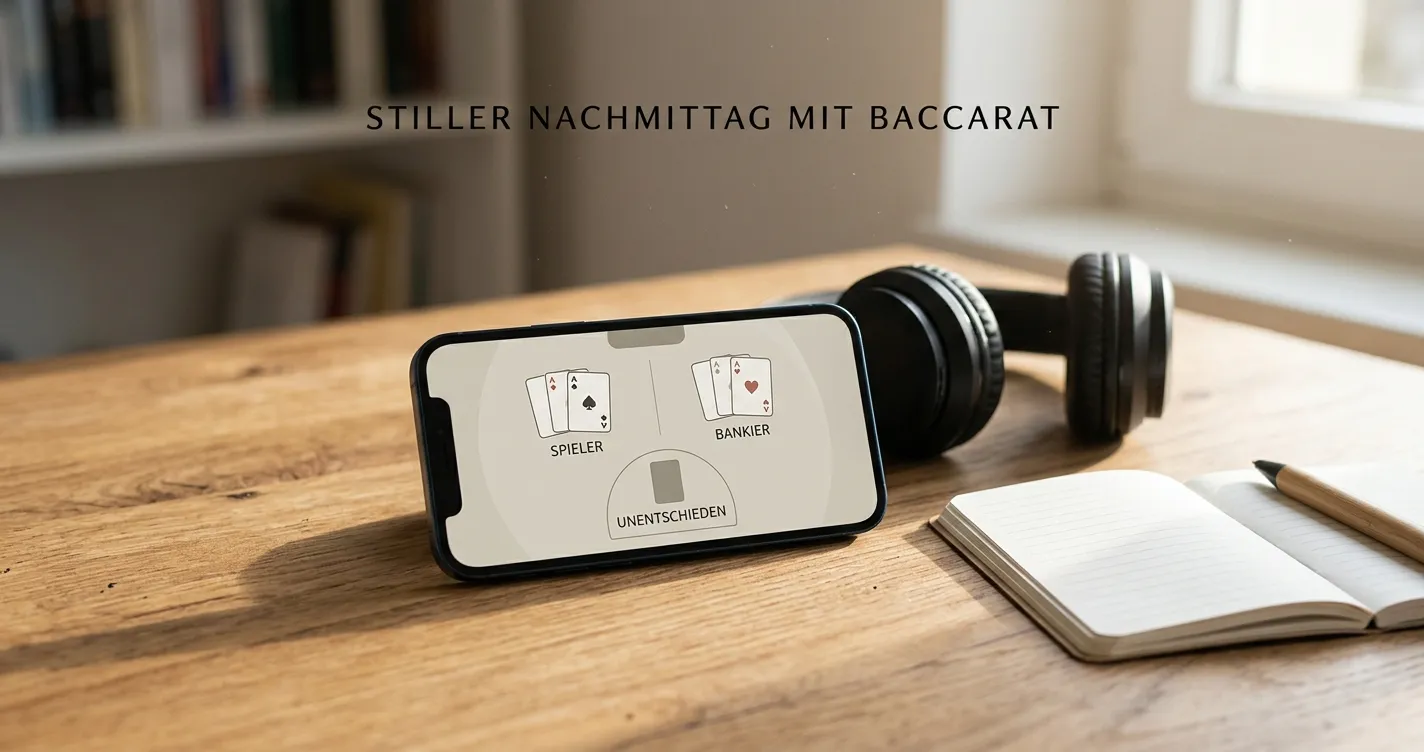 Smartphone mit neutraler Tischspielansicht neben Notizbuch und Kopfhörern