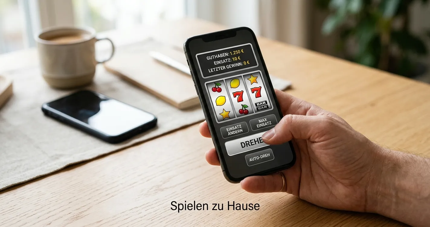 Smartphone mit neutraler Spielautomaten-App ohne Markenlogo