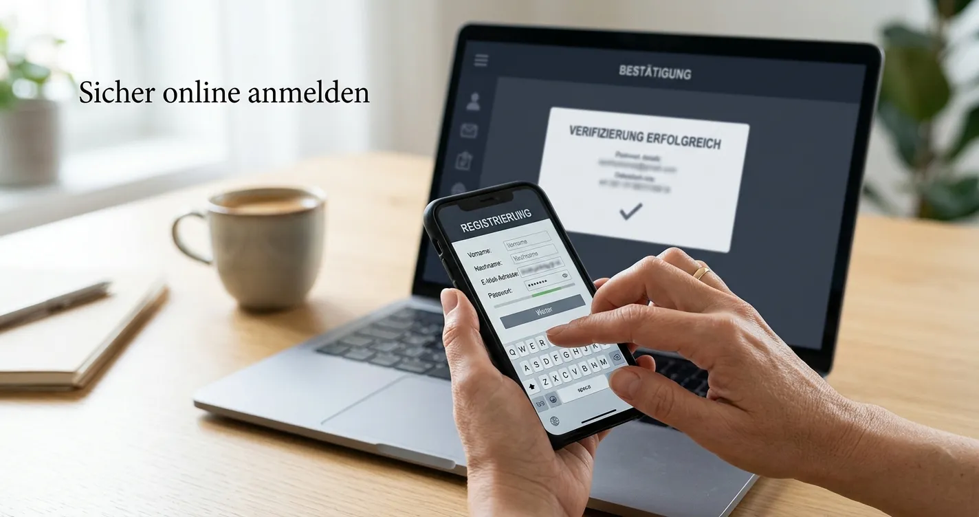 Person registriert sich auf neutraler mobiler Spielplattform mit Identitätsprüfung