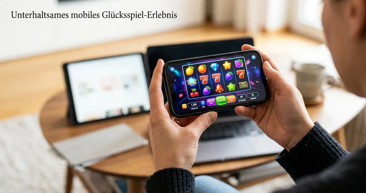 Smartphone mit neutraler HTML5-Spieloberfläche und gut lesbaren Bedienelementen
