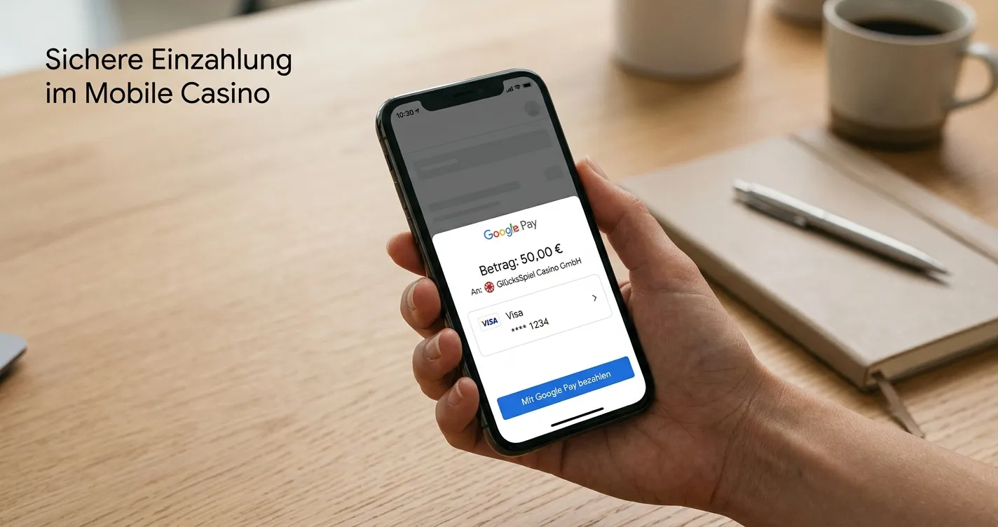 Smartphone mit digitaler Wallet-App und Casino-Einzahlung