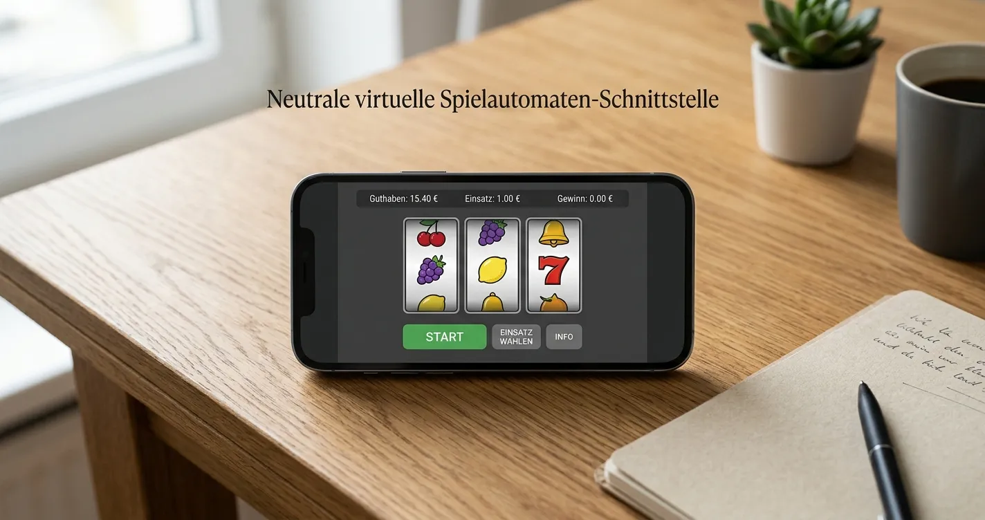 Smartphone mit neutraler Spielautomaten-Oberfläche und Drehwert-Hinweis