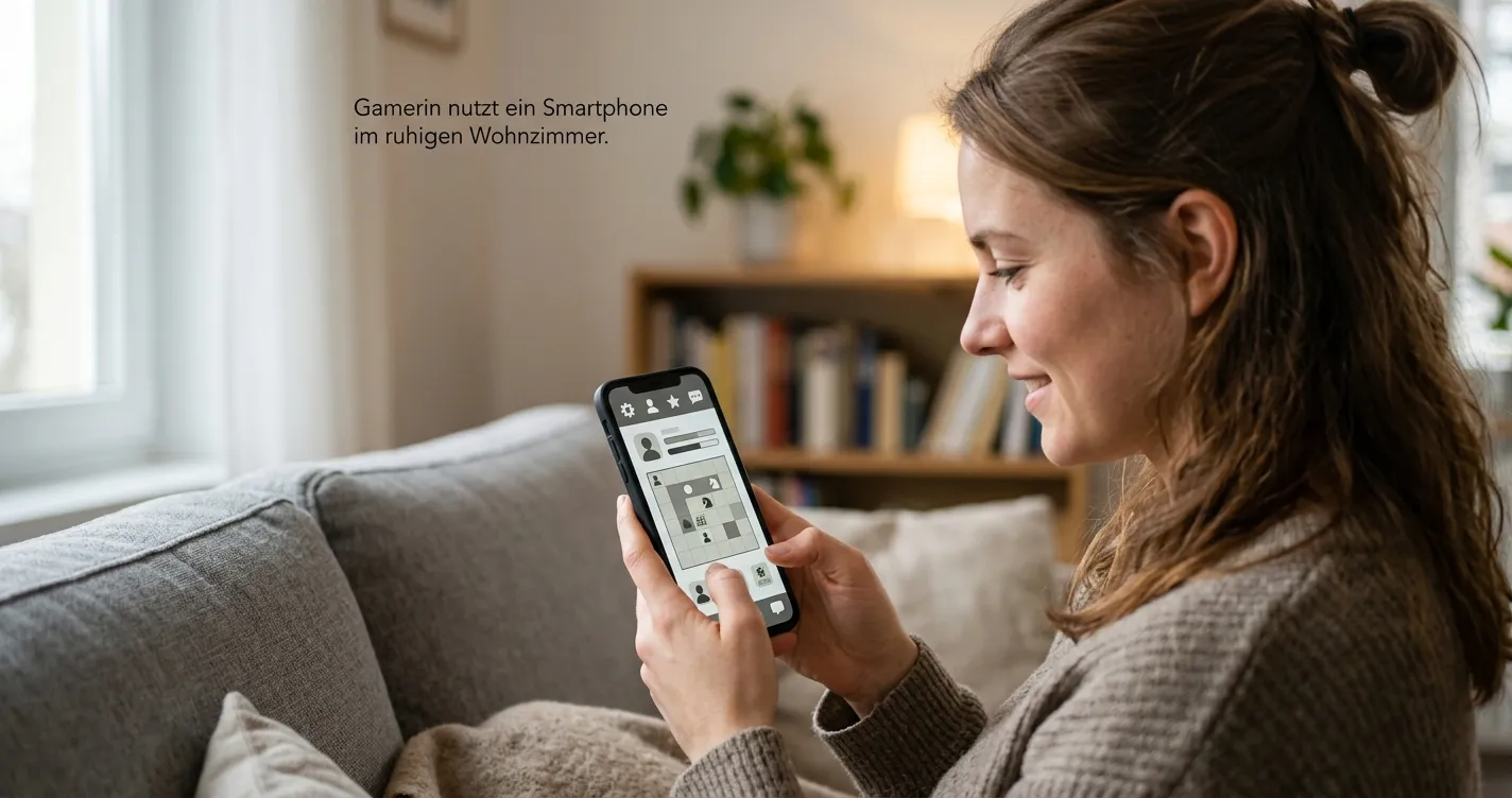 Person nutzt eine neutrale mobile Casino-Website auf einem Smartphone in ruhiger Umgebung
