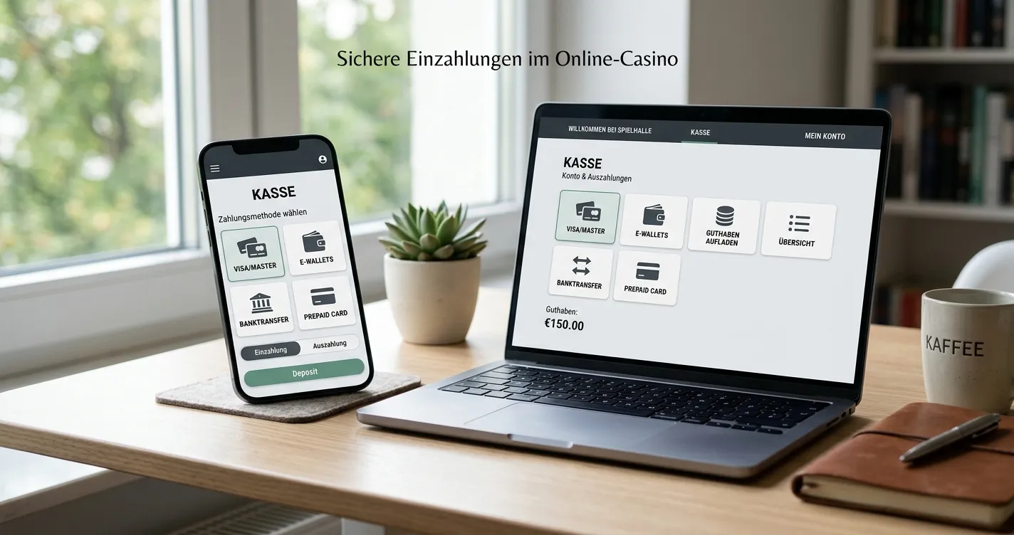 Mobiler Browser mit neutraler Casino-Kasse und Trustly-Auswahl