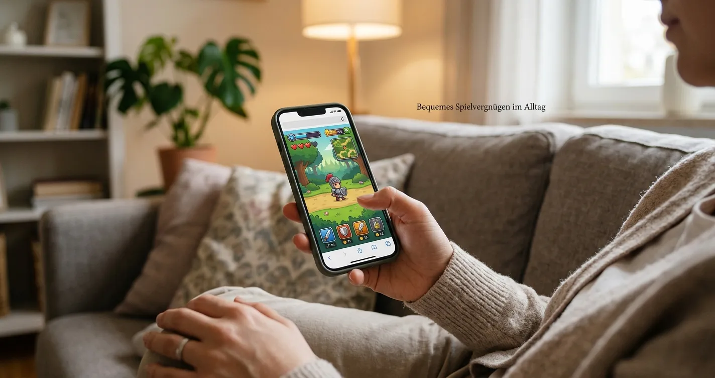 Hand hält Smartphone mit mobiler Casino-Oberfläche im Browser
