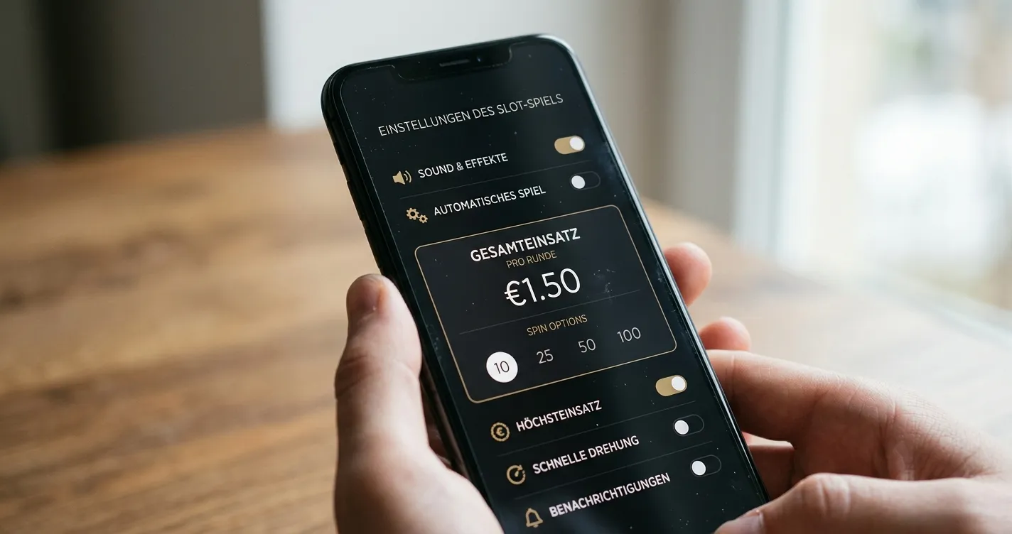 Mobiles Spielmenü mit klarer Anzeige des Gesamteinsatzes