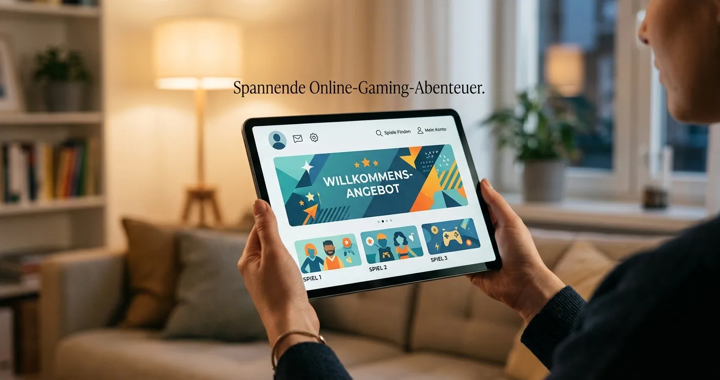 Neu gestartete Casino-Plattform auf einem Tablet mit Startguthaben-Angebot