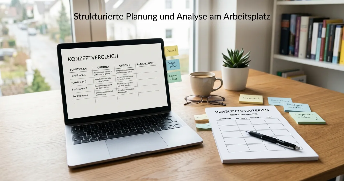 Neutrale Vergleichstabelle mit Bonusbedingungen auf einem Schreibtisch