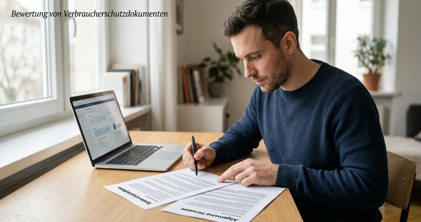 Person prüft Spielerschutz-Dokumente neben einem neutralen Laptop