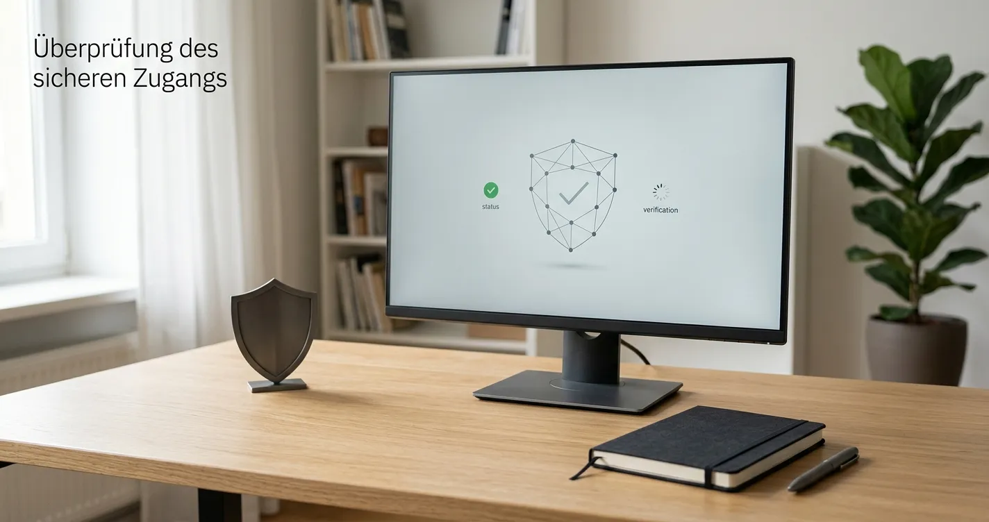 Neutrale Darstellung einer digitalen Sperrprüfung neben einem geöffneten Vertragsdokument