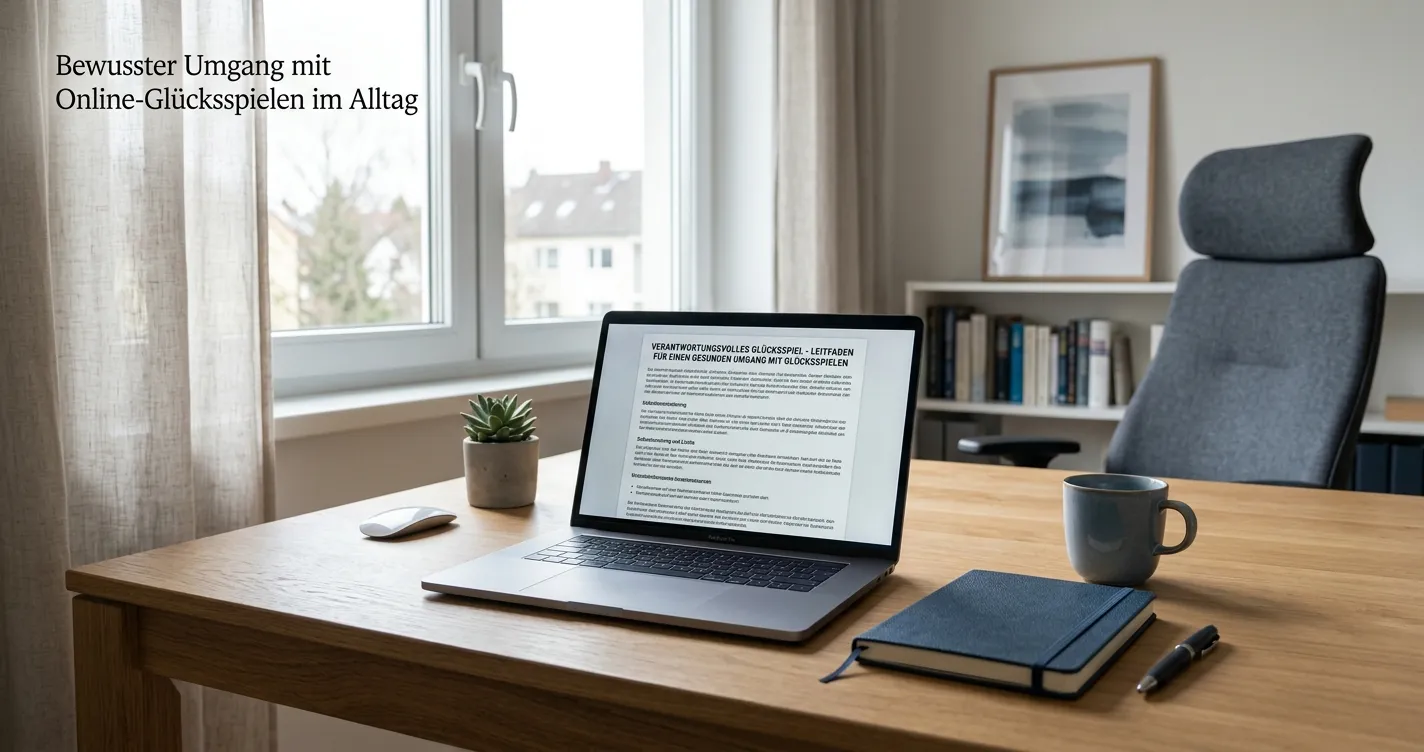Schreibtisch mit neutralem Spielerschutz-Dokument und Laptop in Deutschland