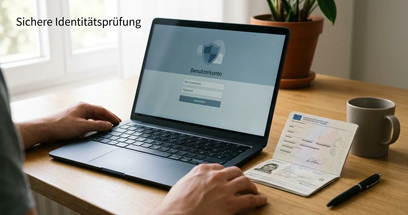 Online Casino ohne Ausweis mit neutralem Identitätsdokument auf einem Schreibtisch